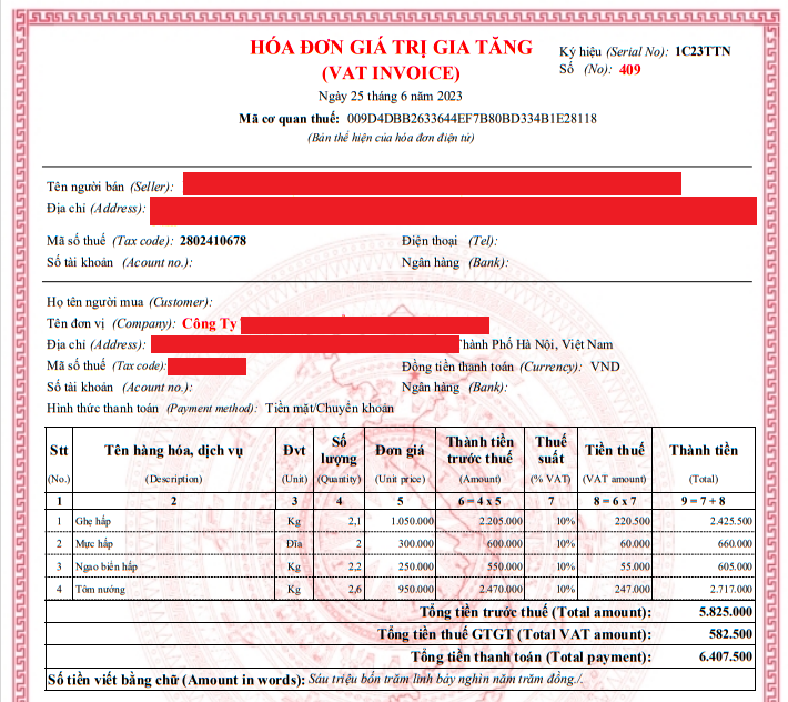 QUY ĐỊNH VỀ THỂ HIỆN THÔNG TIN HÀNG HÓA, DỊCH VỤ TRÊN HÓA ĐƠN  